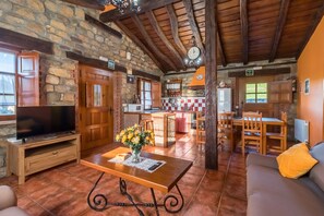 TV, fireplace, DVD player - Apartment 'Juntana 2' with Mountain View, Shared Terrace and Wi-Fi (Villacarriedo)