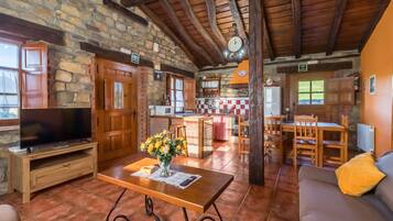 Télévision, cheminée, lecteur de DVD