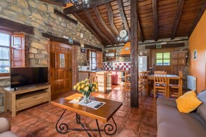 Televisión, chimenea y reproductor de DVD 