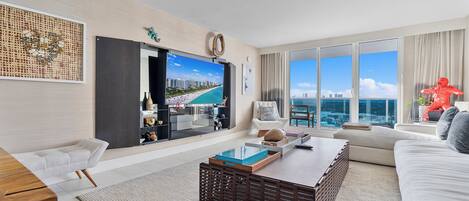 TV, books, music library, video library