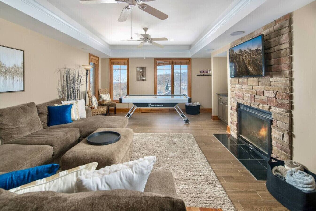 智能电视、壁炉、书