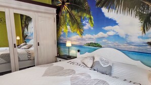 A bedroom with a bed, a nightstand, a lamp, and a wardrobe. - Ruhrtalblick by Interhome (Winterberg)
