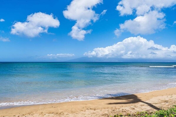在海滩、沙滩椅、沙滩毛巾