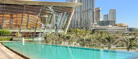 2 outdoor pools, open 9:00 AM to 9:00 PM, free cabanas, pool umbrellas