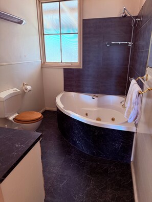 Een douche, een haardroger, handdoeken, zeep