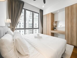 Apartamento | Tabla de planchar con plancha, wifi gratis, ropa de cama