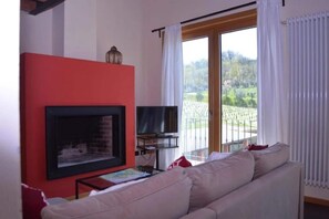 TV, fireplace