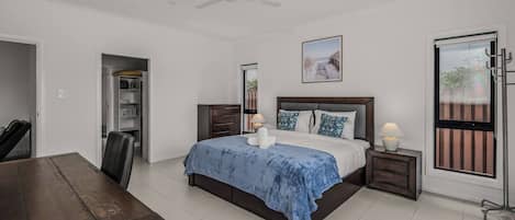 1 bedroom, desk, iron/ironing board, travel crib