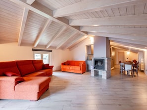 TV, fireplace