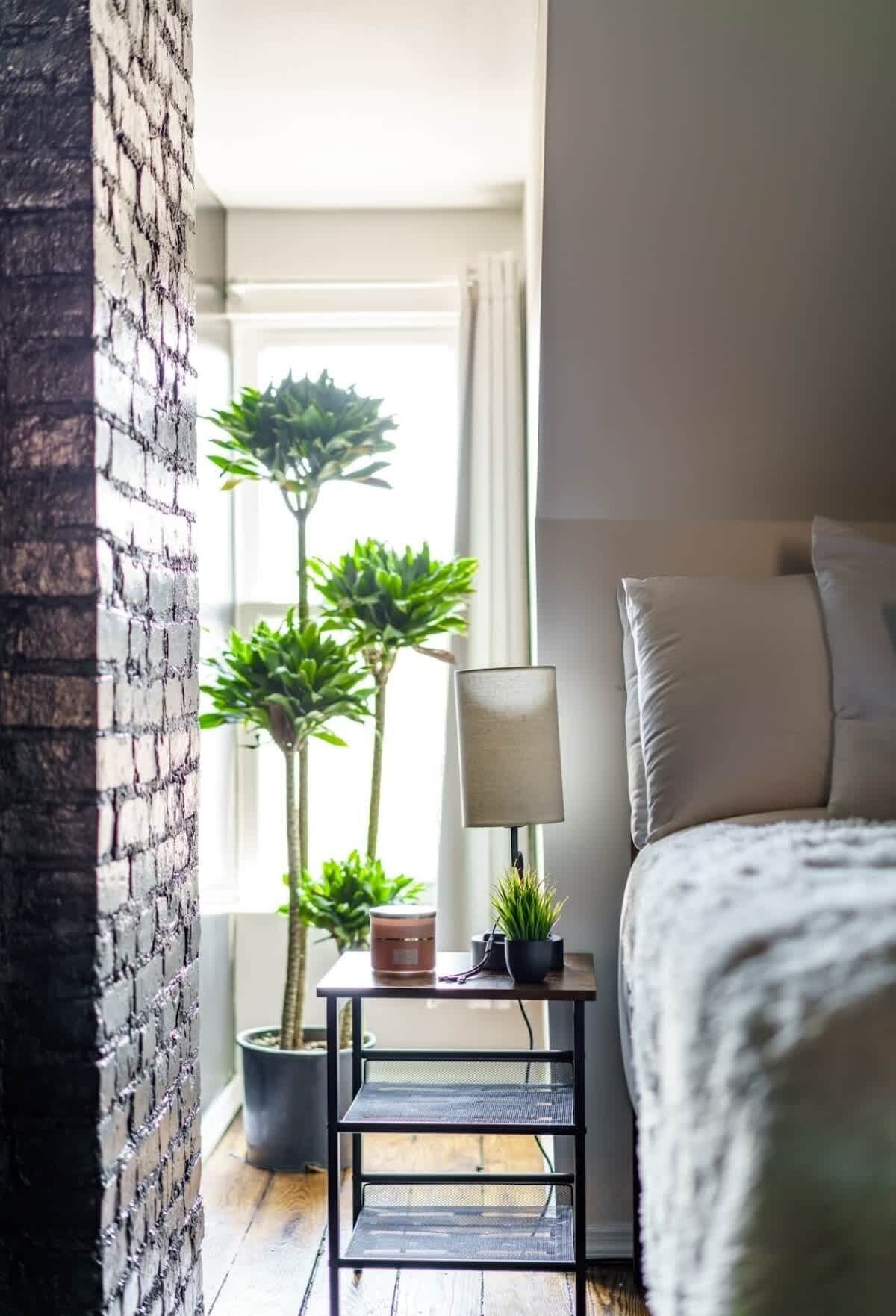 2 habitaciones, escritorio y tabla de planchar con plancha 