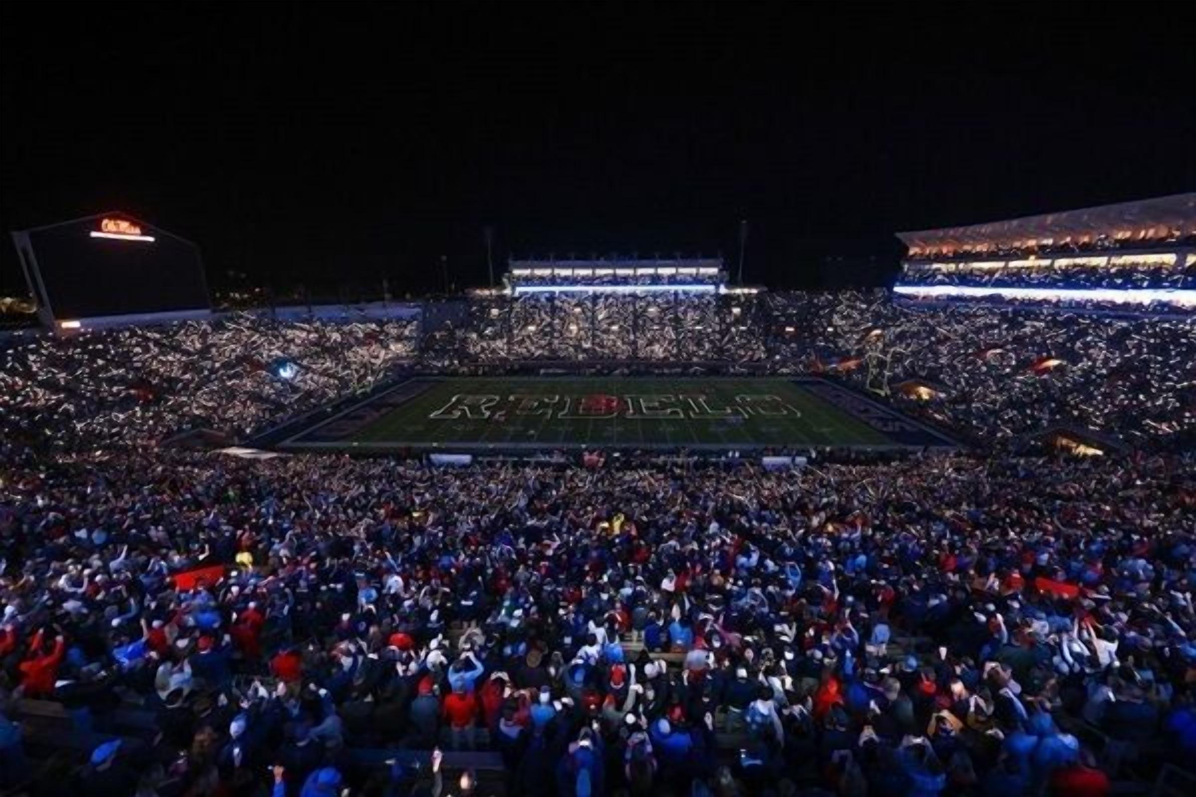 A stadium filled with spectators.