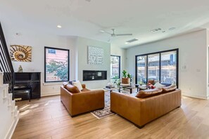 TV, fireplace, offices