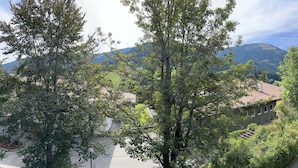 A residential area with houses surrounded by trees and mountains in the background. - Central Vacation Apartment With View (Bad Kleinkirchheim)