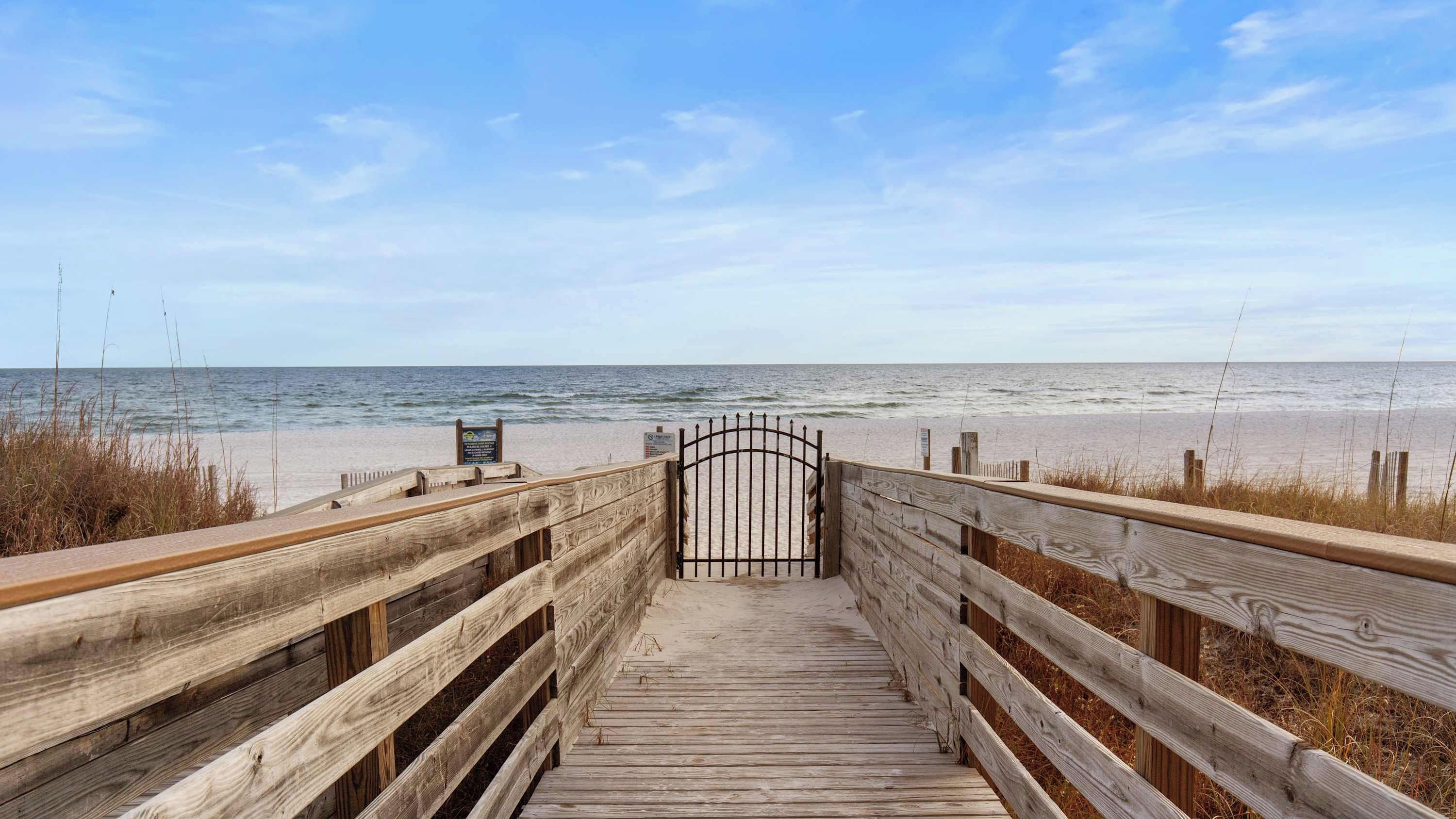 You'll have your toes in the sand quickly, easily, and safely via the dedicated parking, crosswalk, and boardwalk across the street from the property. 
