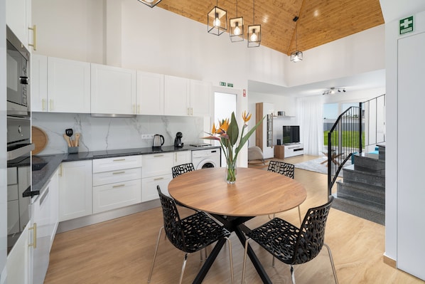 Fridge, microwave, oven, dishwasher