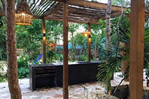 Terrace/patio - TulumFamily home free private parking 3 Pools 2 Gyms BBQ fast Wifi kids park (Tulum)
