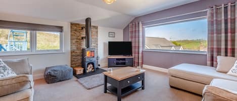 TV, fireplace