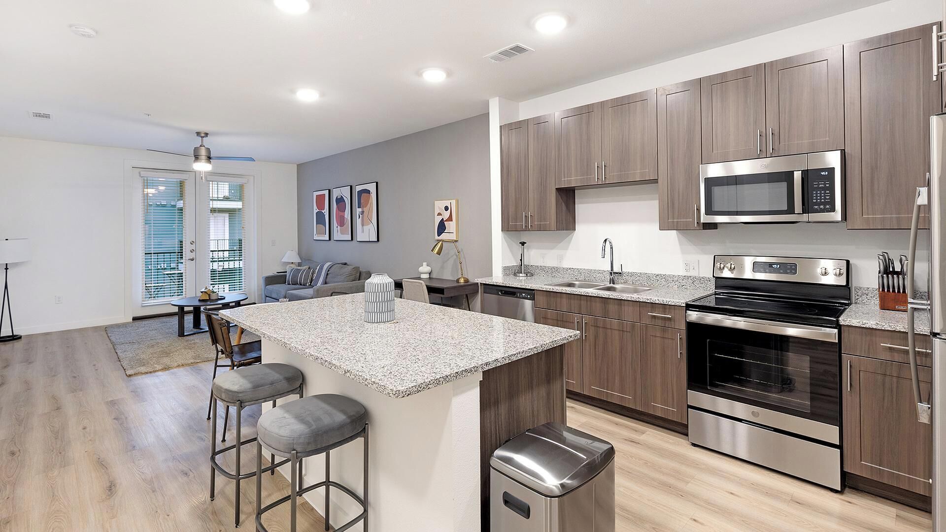 Fridge, dining tables