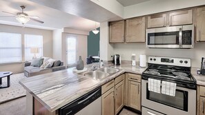 Fridge, dining tables