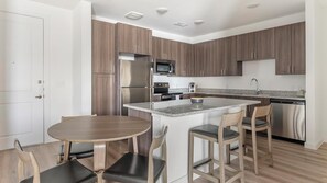 Fridge, dining tables