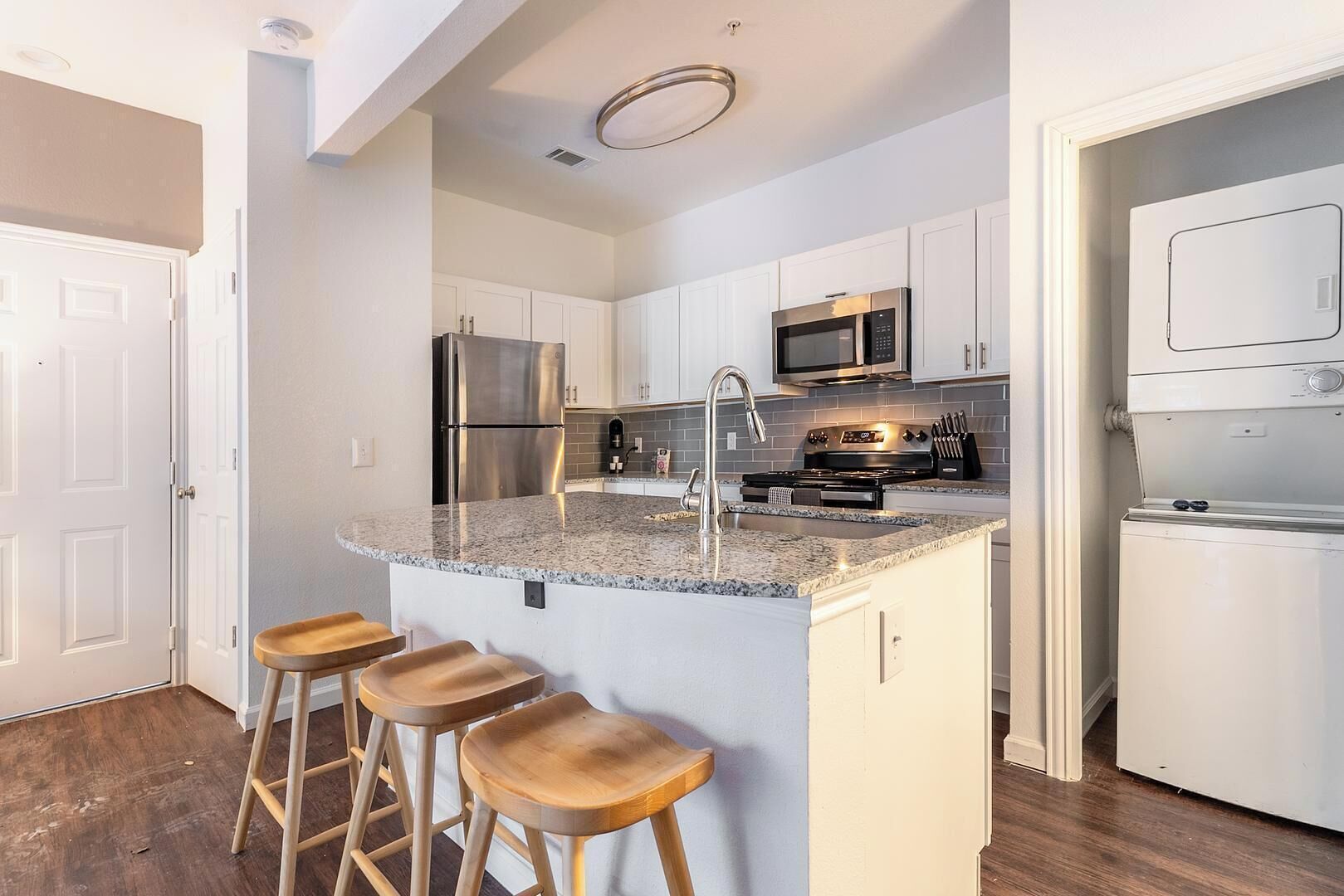 Fridge, dining tables