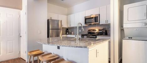 Fridge, dining tables