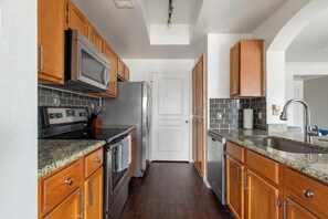 Fridge, dining tables