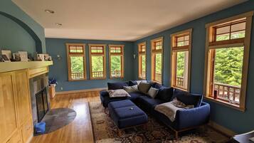 Een smart-tv, een open haard, videogames en een dvd-speler