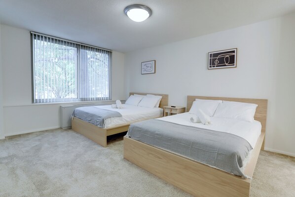 Lägenhet | 2 sovrum, sängtillbehör av högsta kvalitet och mörkläggningsgardiner