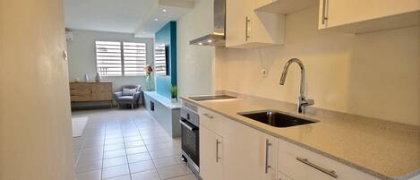 Fridge, microwave, oven, toaster