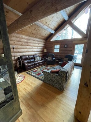 Fernseher, Kamin, DVD-Player, Videothek