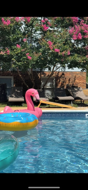 Outdoor pool - Private Hot Tub, Deep Pool, Fire Pit, 3 King, 1 Queen, TV!! (Raleigh)