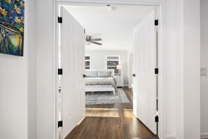 4 bedrooms, desk, iron/ironing board, travel cot