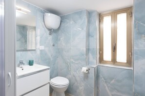 Douche, séchoir à cheveux, bidet, serviettes fournies