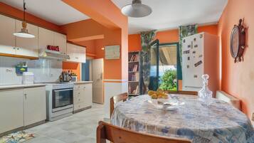 Fridge, oven, stovetop, coffee/tea maker