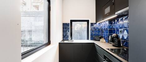 Fridge, microwave, oven, dishwasher