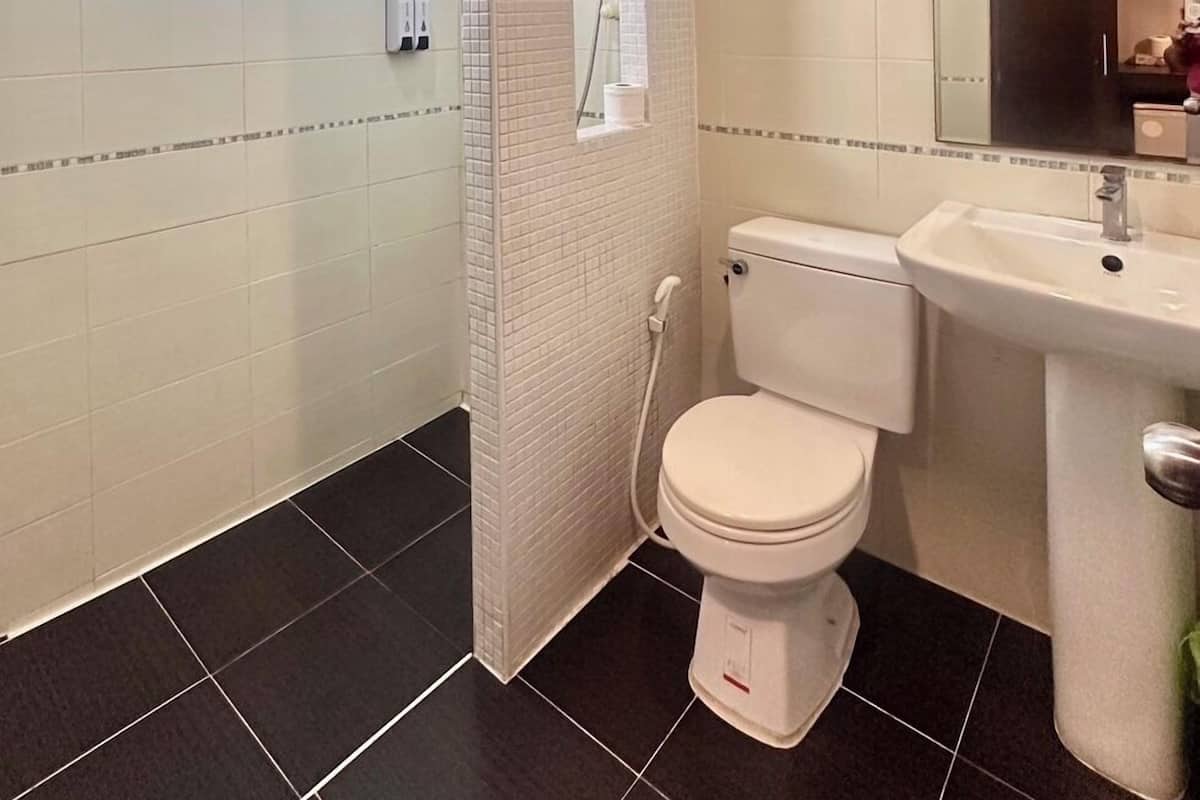 Dusche, Handtücher, Seife, Shampoo