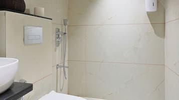 Superior Double Room, City View | Bathroom | Shower, hair dryer, towels, soap