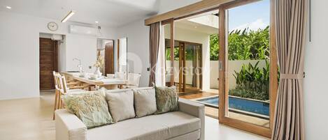 Villa, 2 Bedrooms, Private Pool | Living area | Flat-screen TV