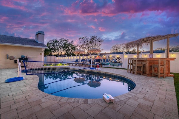 Our backyard comes alive at night—glowing lights, a perfect ambiance for relaxation and fun.