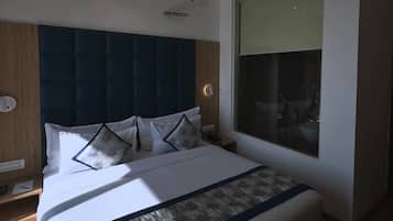 Seprai premium, selimut bulu angsa, dan tempat tidur Select Comfort