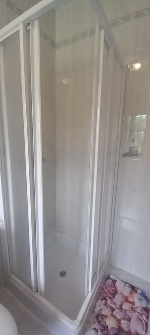 Ducha, bidet, jabón, papel higiénico