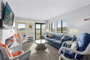 TV, fireplace - Ocean Forest Villas E316 - Oceanview (Myrtle Beach)