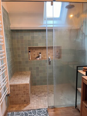 Ducha, toallas, papel higiénico