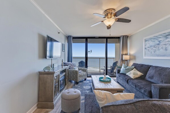 TV, offices - PW706: Pelican Watch - Sea You Next Time - Oceanfront, Updated Condo w/ Pool Acc (Carolina Beach)