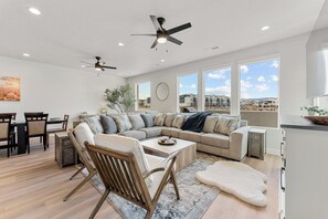 Televisie, een open haard, videospelletjes en boeken