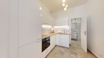 Fridge, oven, coffee/tea maker, electric kettle