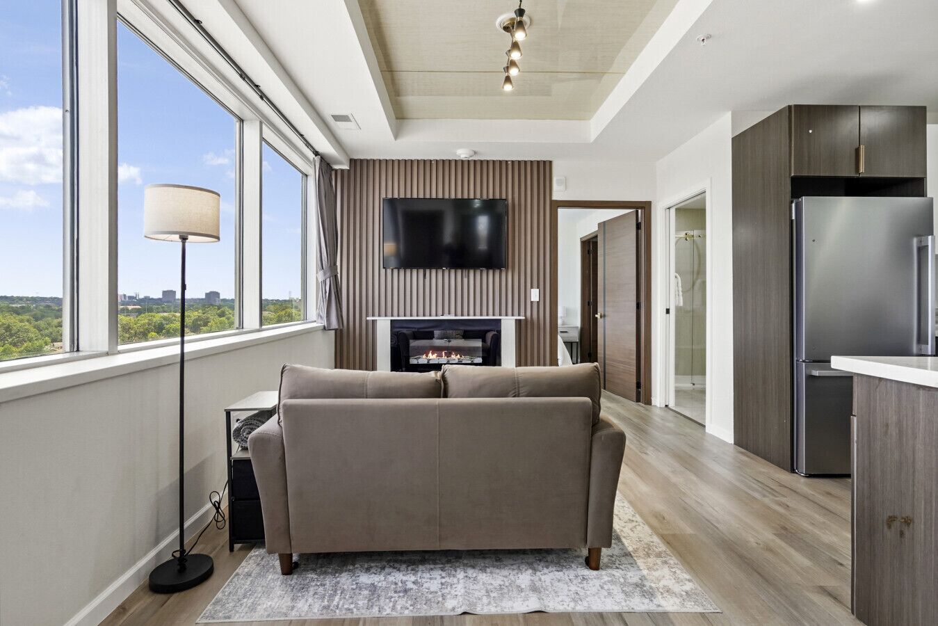 智能電視、壁爐、音響