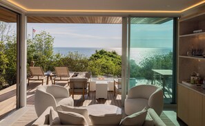 Casa de campo superluxo, vista para a baía | 1 quarto, lençóis italianos Frette, roupas de cama premium