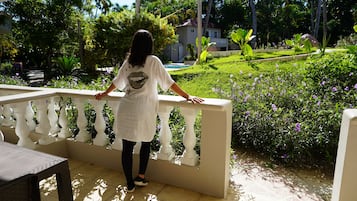 Quadruple Room, Balcony, Pool View | In-room safe, laptop workspace, blackout drapes, free WiFi